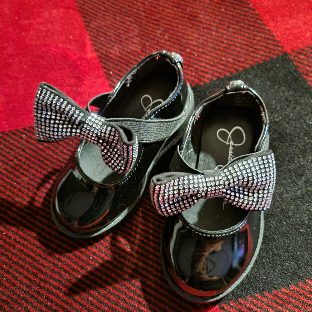 Jessica Simpson Black Dress Shoes with Sparkling Bow